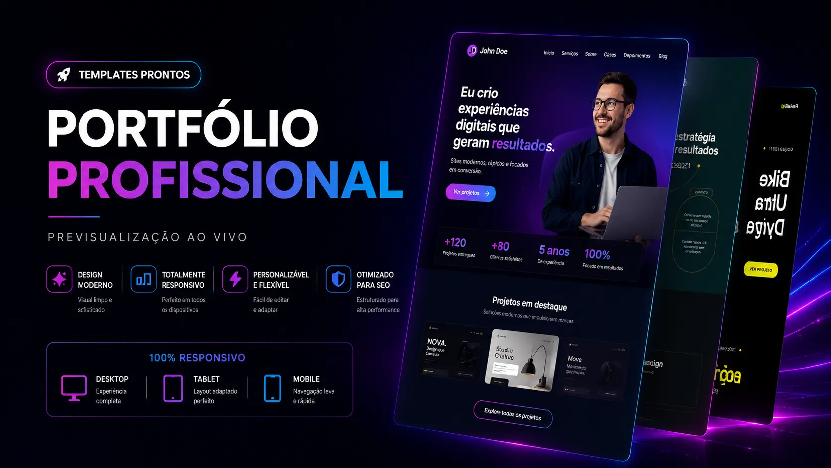 Caixa de pré-visualização ao vivo do portfólio do Elementor